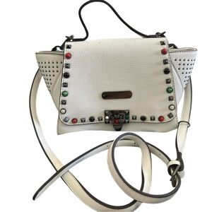 Nicole Lee Multicolor Studded White Crossbody Bag
